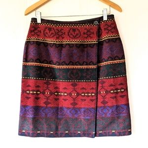 VINTAGE 90s Australian wool blend tribal print wrap skirt